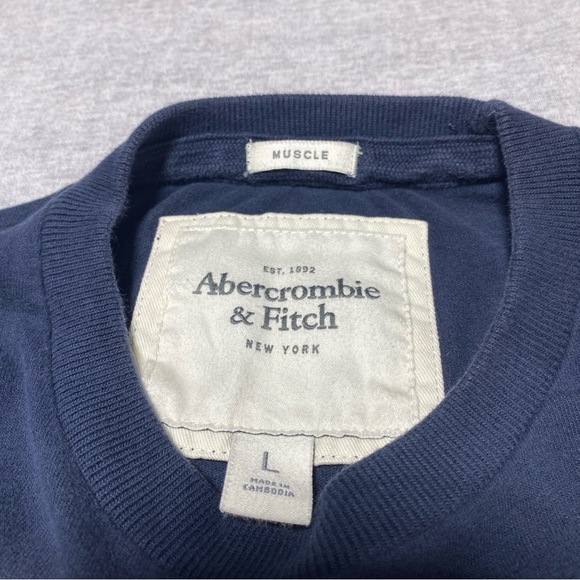 Abercrombie Fitch T Shirt Mens Large Blue Muscle Track Field Y2K College Retro - Picture 5 of 9